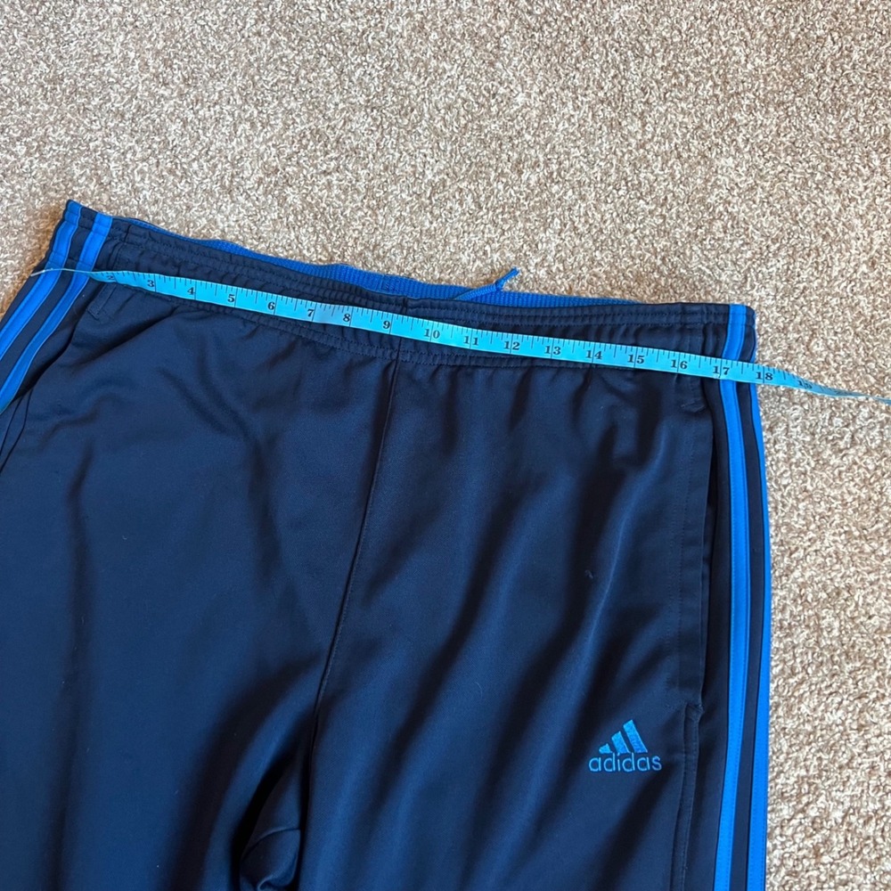 Adidas Mens Navy Blue Track Pants Three Stripe Athletic Trousers Large - Picture 5 of 11